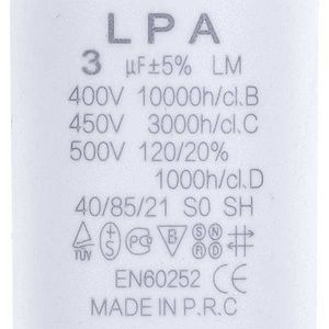 Пусковий конденсатор для пральної машини 3uF 450V CBB60 34x70mm (4 клеми) 00000061898 фото